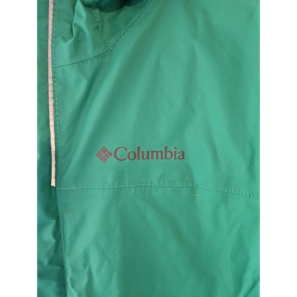 Columbia Youth Rain Jacket Green‎ Hooded Waterproof Coat Kids Large 14/16
